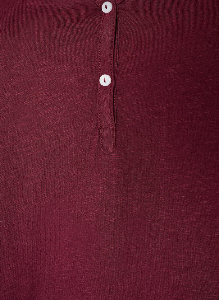 T-paita nappiyksityiskohdalla, Tumma Bordeaux, Packshot image number 2