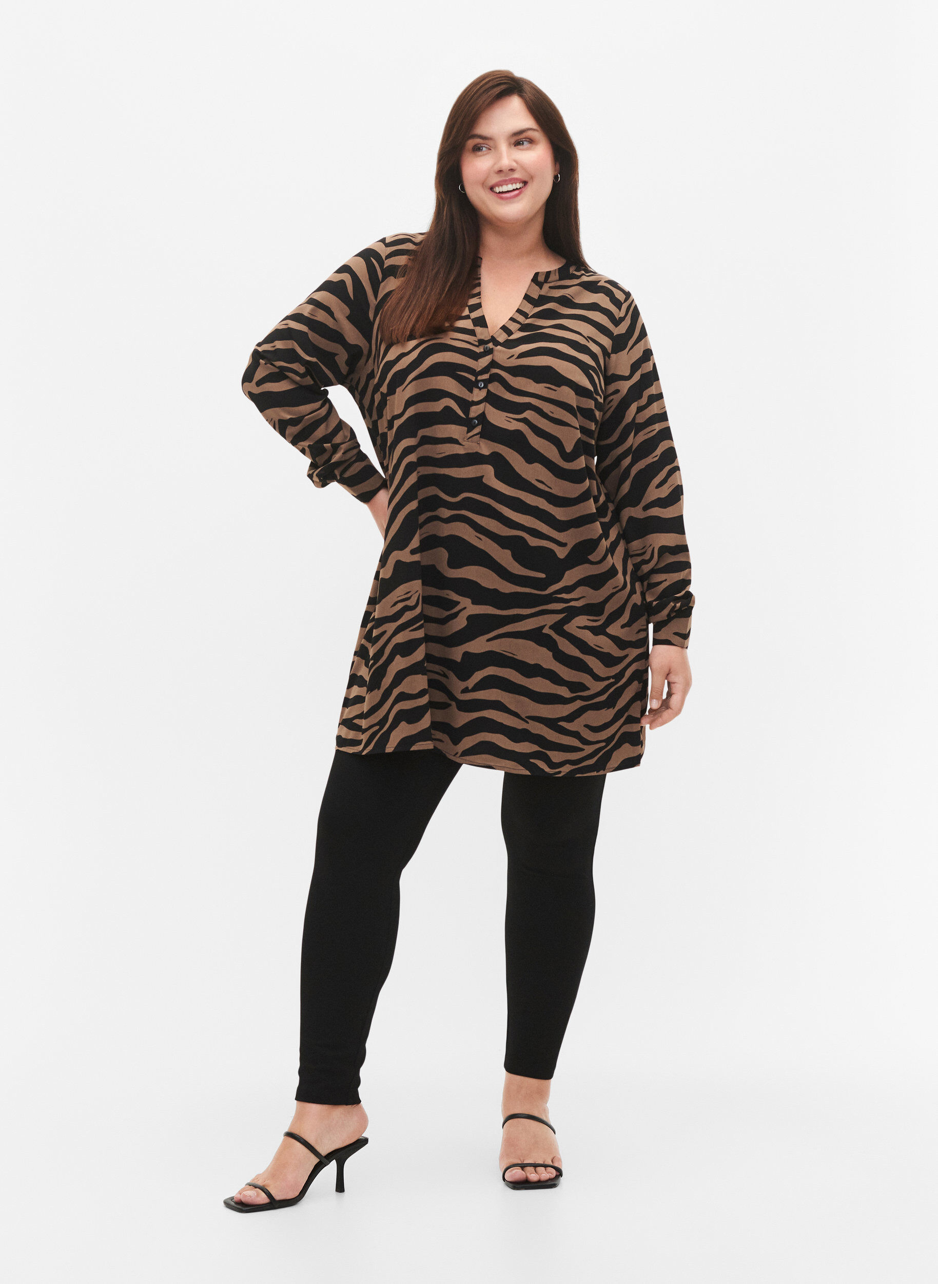 Zizzi Leggingsit vetoketjulla, Black, Model image number 0