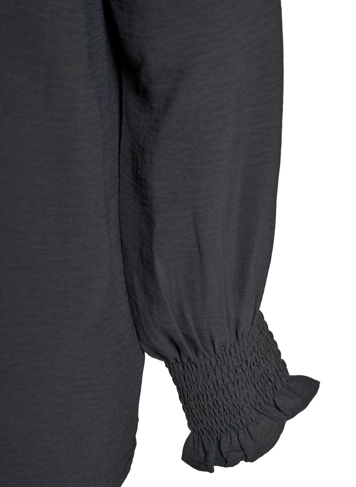 Pusero smock-kalvosimilla ja v-p&auml;&auml;ntiell&auml;, Harmaa, Packshot image number 3