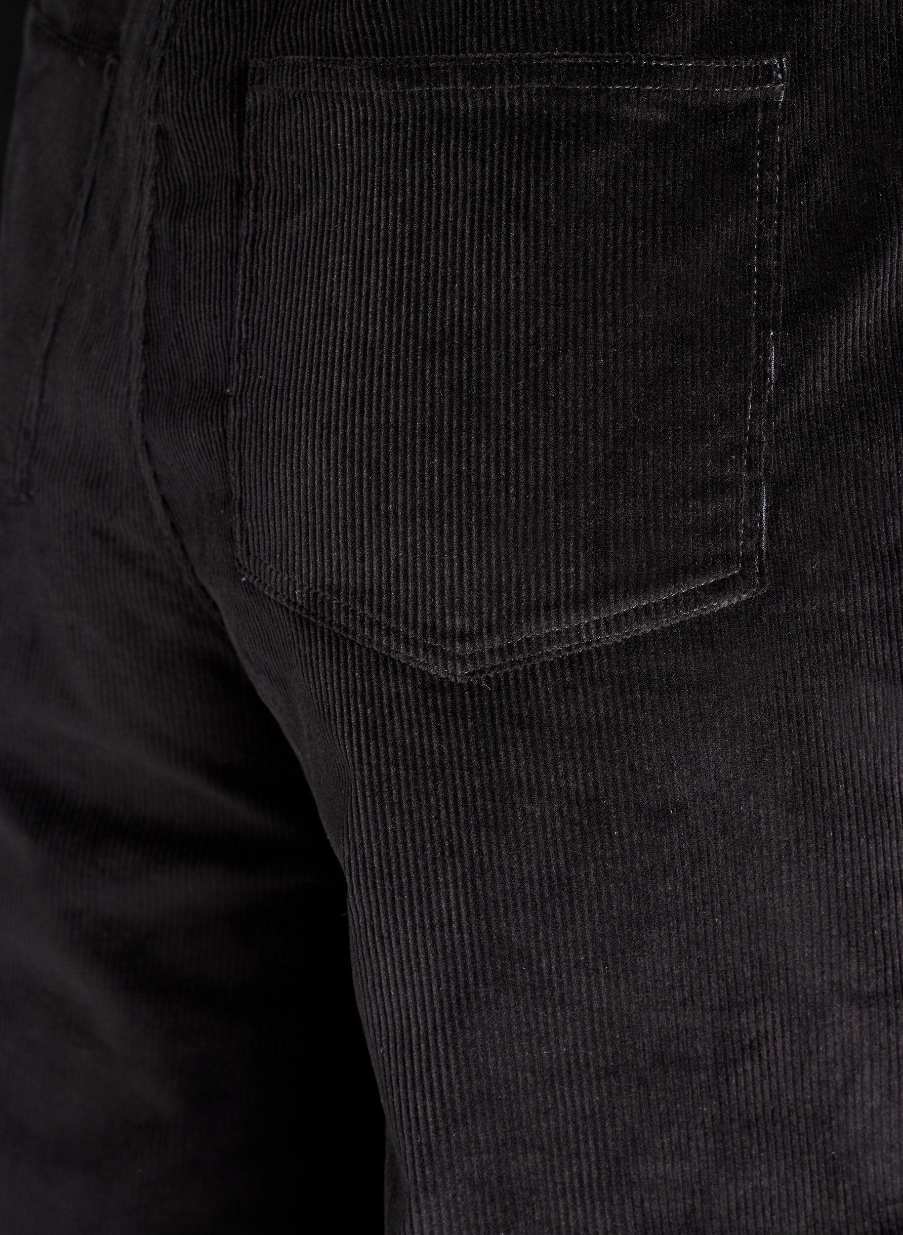 Zizzi Korkeavy&ouml;t&auml;r&ouml;iset samettihousut leveill&auml; lahkeilla, Musta, Packshot image number 3