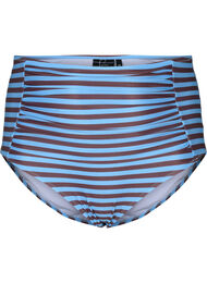 Korkeavyötäröinen raidallinen bikinien alaosa, BlueBrown Stripe AOP