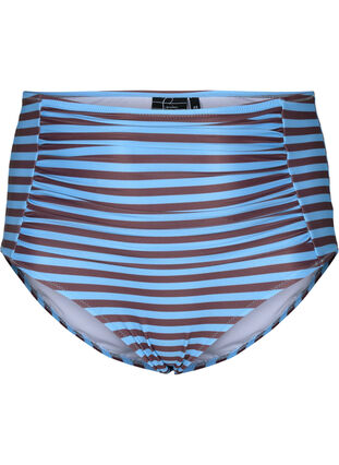 Korkeavyötäröinen raidallinen bikinien alaosa, BlueBrown Stripe AOP, Packshot image number 0