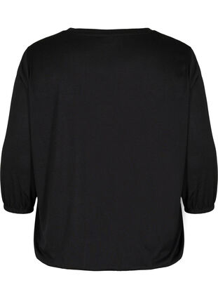 Yksivärinen pusero 3/4-hihoilla , Black, Packshot image number 1