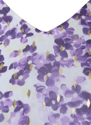 Kuosillinen, v-aukkoinen pusero pitkillä hihoilla, Beige/Purple Flower, Packshot image number 2