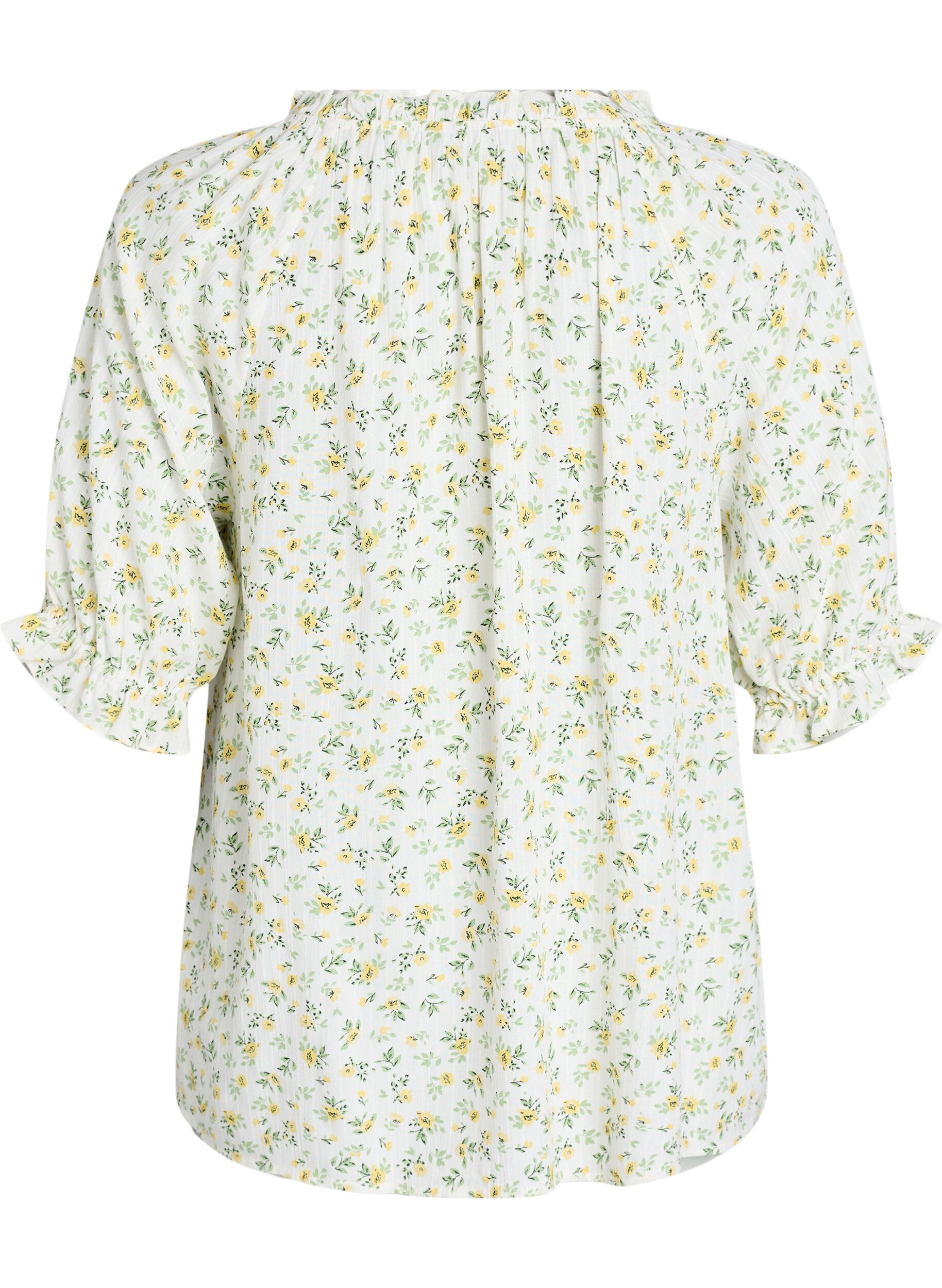 ZizziKukallinen viskoosipusero puolipitkill&auml; hihoilla, Valkoinen, Packshot image number 1