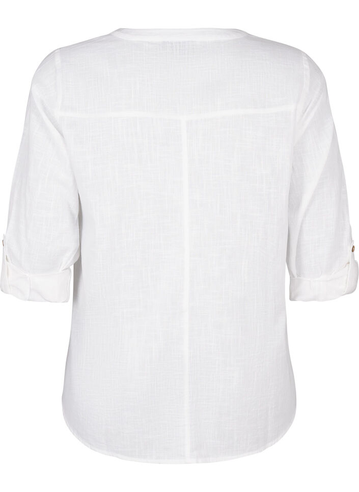 Puuvillainen puseropaita v-kaula-aukolla, Valkoinen, Packshot image number 1