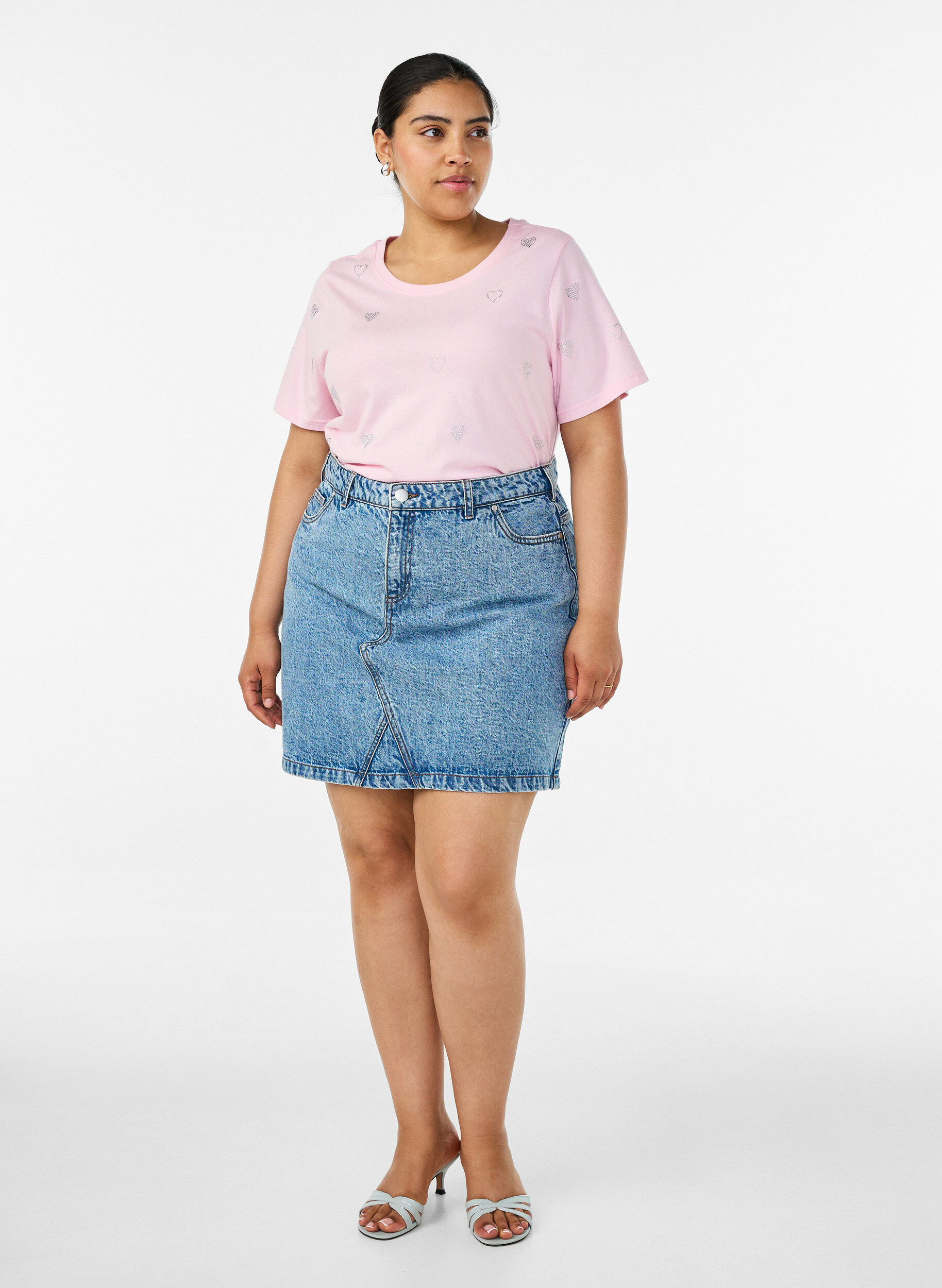 ZizziLuomupuuvillainen T-paita syd&auml;nkuviolla, Vaaleanpunainen, Model image number 1