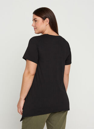 Lyhythihainen puuvillainen t-paita a-mallissa , Black GLAMOROUS, Model image number 1