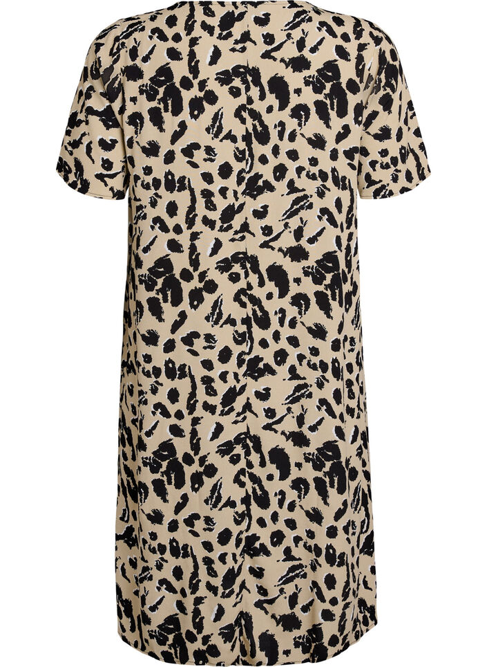 Viskoosi A-linjainen mekko, Beige, Packshot image number 1