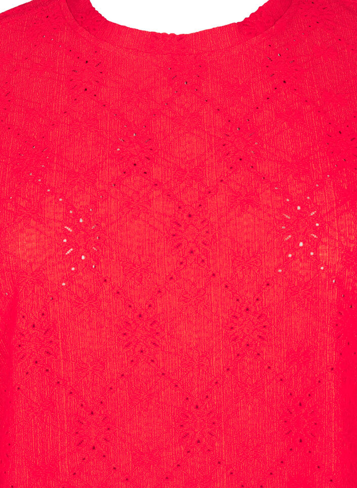 Lyhythihainen pusero kukkakirjailulla, Flame Scarlet, Packshot image number 2