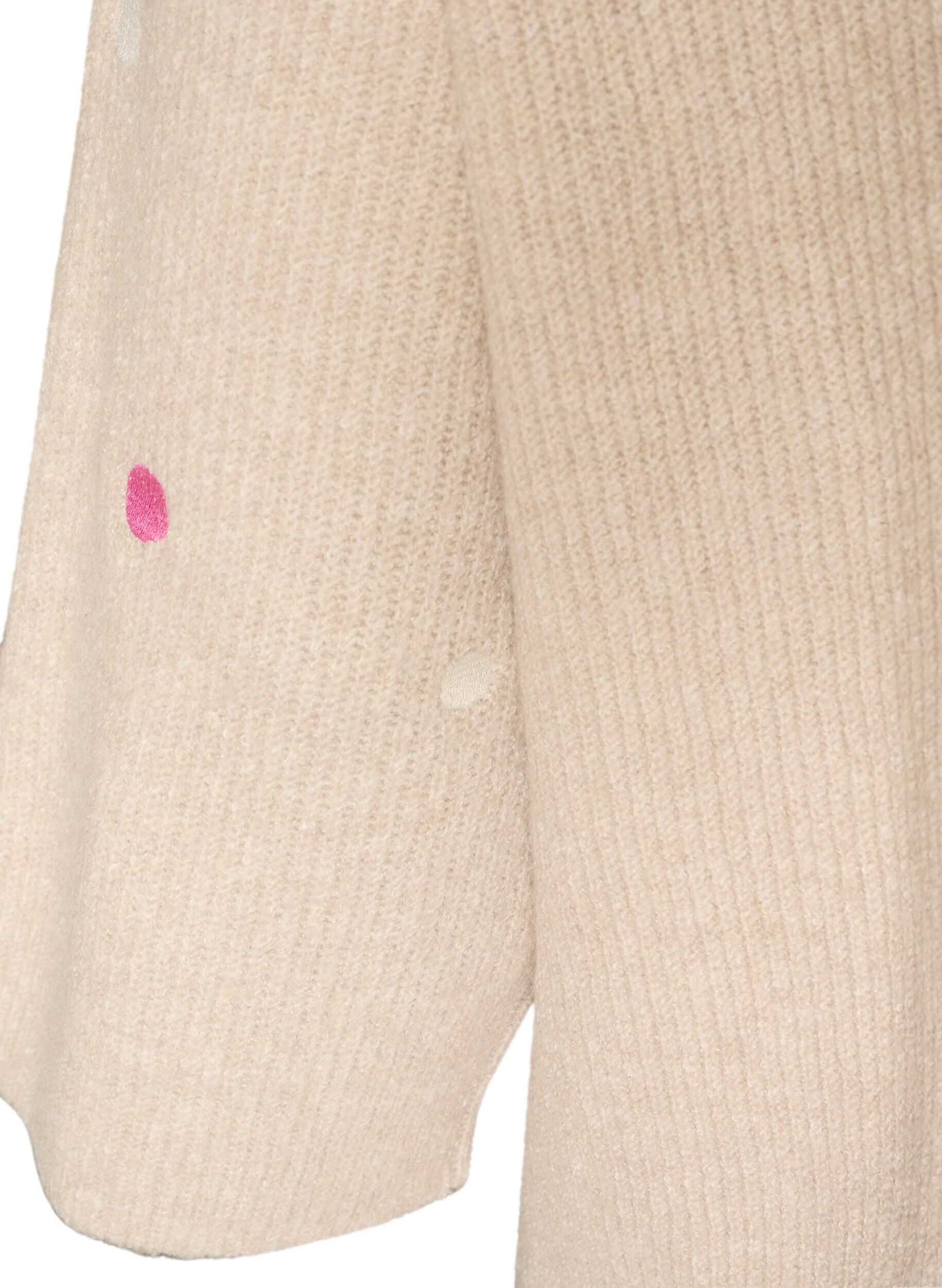 ZizziNeulottu pusero pienill&auml; brodeeratuilla kuvioilla, Beige, Packshot image number 3