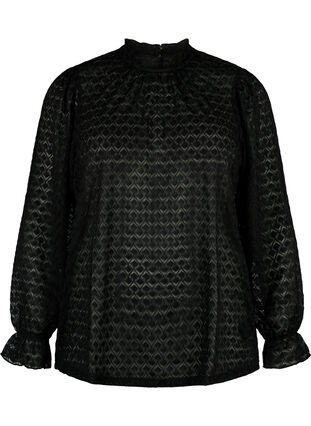 Pitkähihainen pusero, jossa on kuvioitu tekstuuri, Black, Packshot image number 0