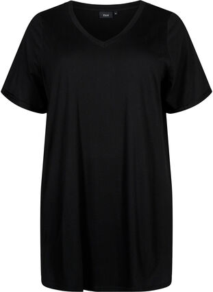 Yksivärinen oversize t-paita v-pääntiellä, Black, Packshot image number 0