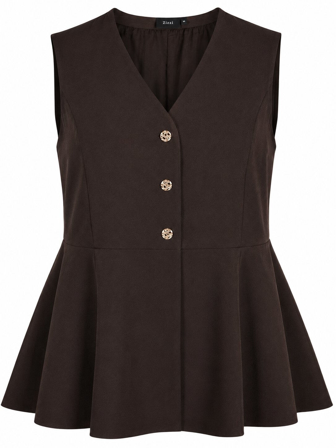 ZizziRaitakuvioinen liivi peplum-helmalla, Ruskea, Packshot image number 0