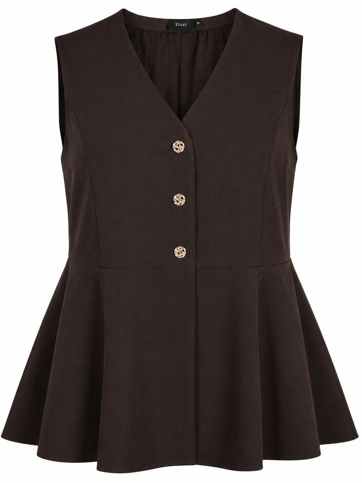 Raitakuvioinen liivi peplum-helmalla, Ruskea, Packshot image number 0