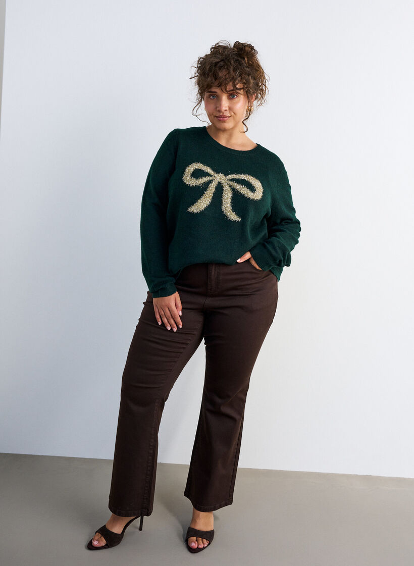 Neule glitterirusetilla, Vihre&auml;, Model image number 1