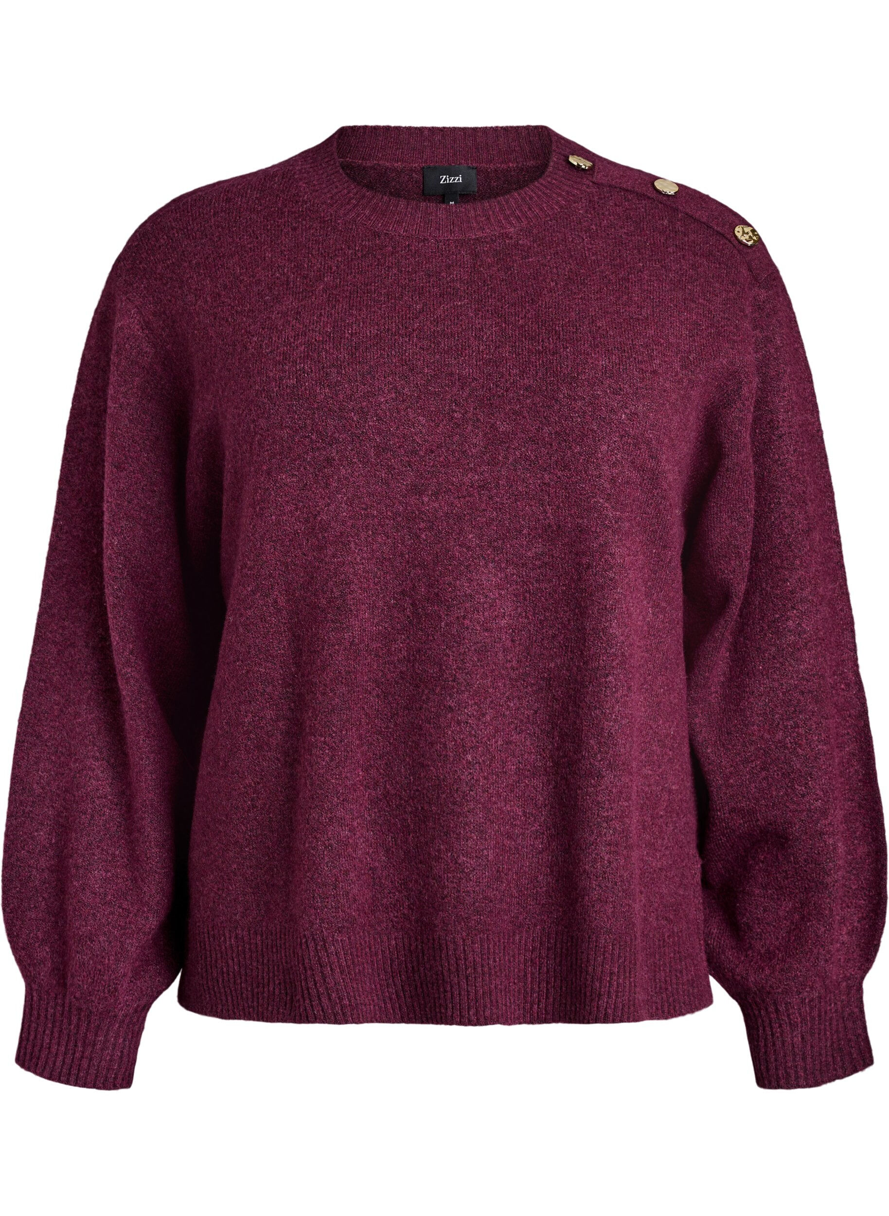 ZizziNeulepusero nappiyksityiskohdalla, Tumma Bordeaux, Packshot image number 0