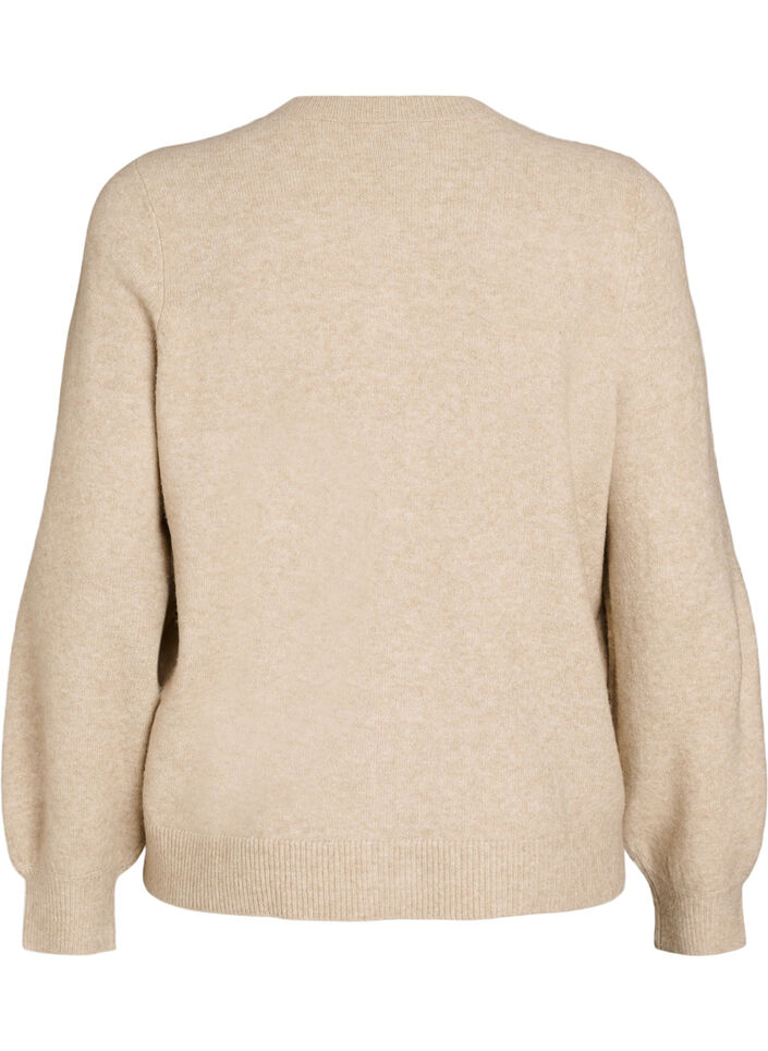 Neuletakki pehme&auml;st&auml; neuleesta kullanv&auml;risill&auml; napeilla, Beige, Packshot image number 1