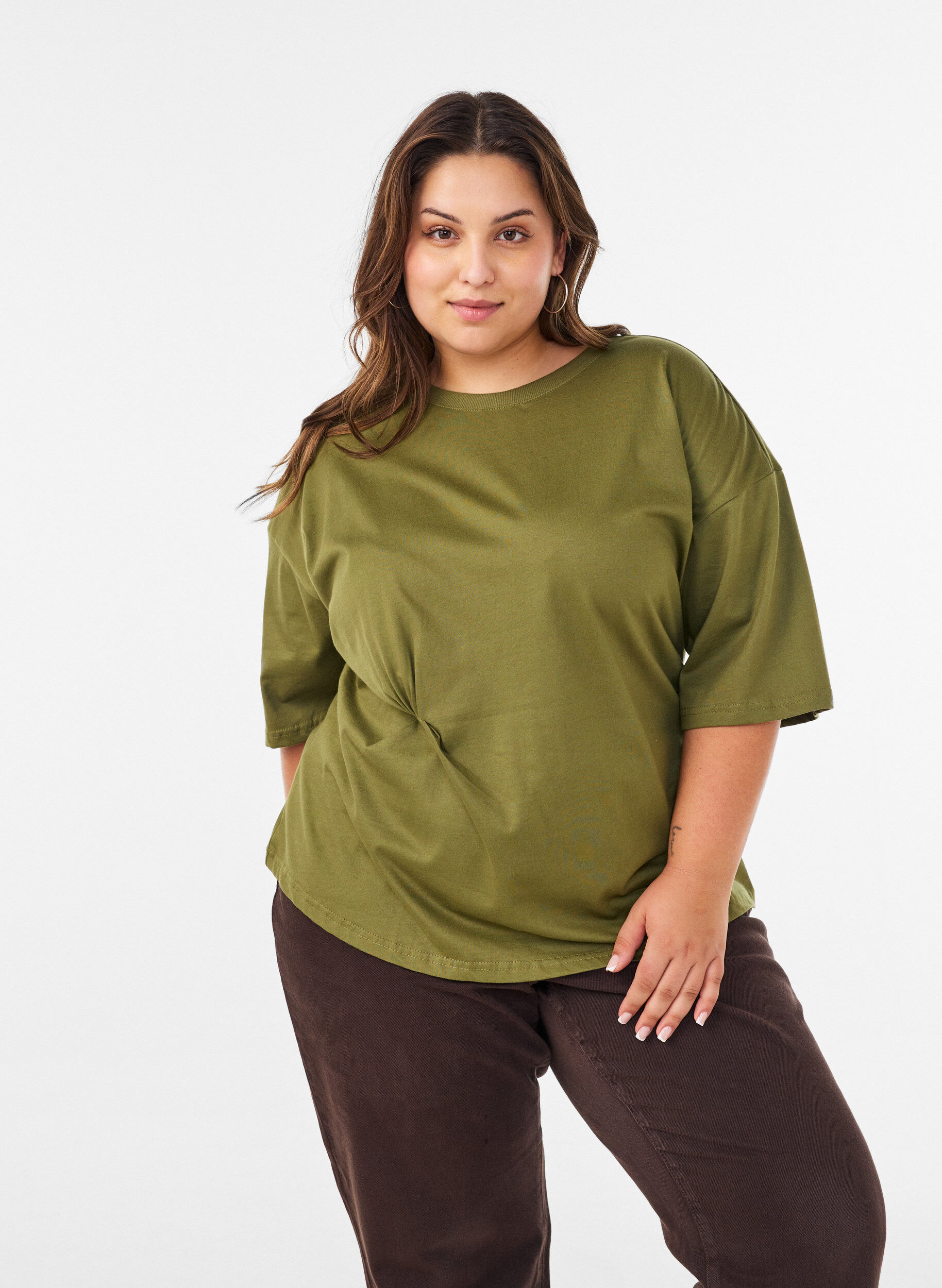 ZizziT-paita drapeeratulla yksityiskohdalla, Vihre&auml;, Model image number 0