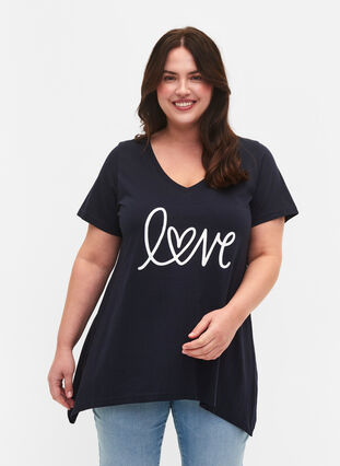 Lyhythihainen puuvillainen t-paita, Night Sky LOVE, Model image number 0