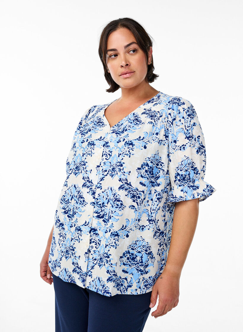 Puseropaita 1/2-hihoilla, Beige, Model image number 0