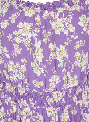 Kukkakuosinen off-shoulder-midimekko viskoosista, Purple Flower AOP, Packshot image number 2