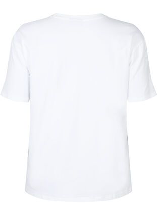 Luomupuuvillasta valmistettu t-paita, jossa on koristeellisia kiviä, White, Packshot image number 1