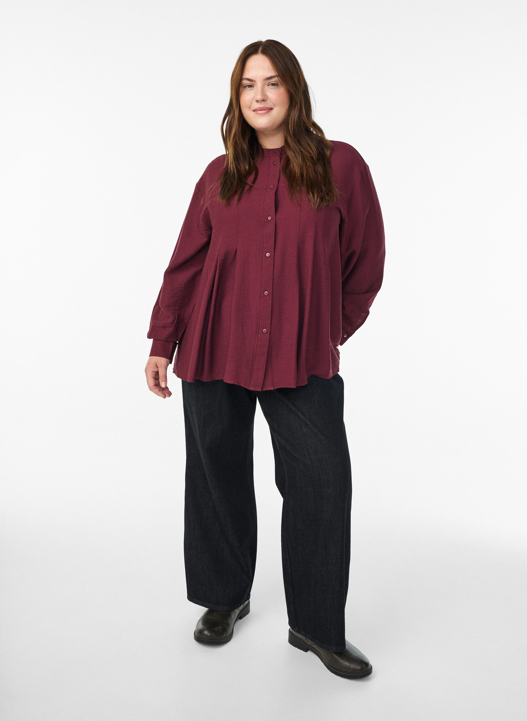 Zizzi Viskoosipaita A-linjaisella leikkauksella, Punainen, Model image number 1