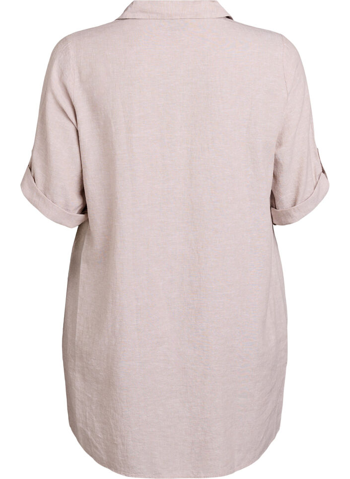 A-mallinen tunika pellavaa ja viskoosia, Beige, Packshot image number 1