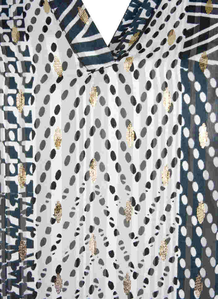 Pusero kuosilla, smokkirypytyksellä ja v-pääntiellä, Black Graphic Stripe, Packshot image number 2