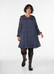 Kuviollinen mekko r&ouml;yhel&ouml;ill&auml; ja pitkill&auml; hihoilla, Sininen, Model image number 1