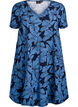 Lyhyt a-linjainen mekko kukkakuviolla, Sininen, Packshot image number 0