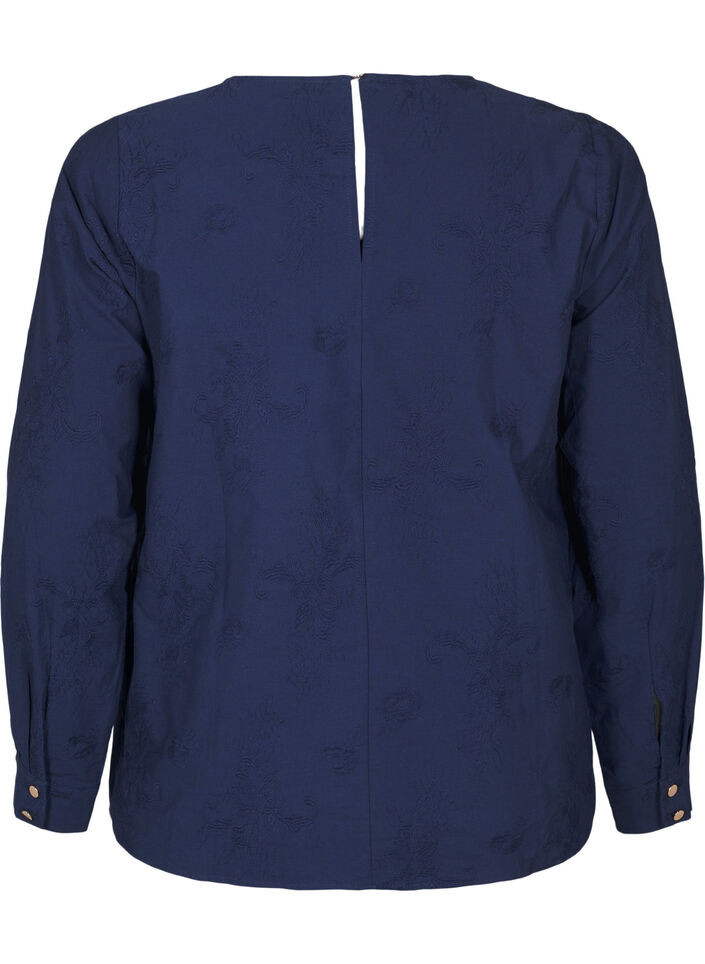 Pitkähihainen pusero kirjonnalla, Sininen, Packshot image number 1