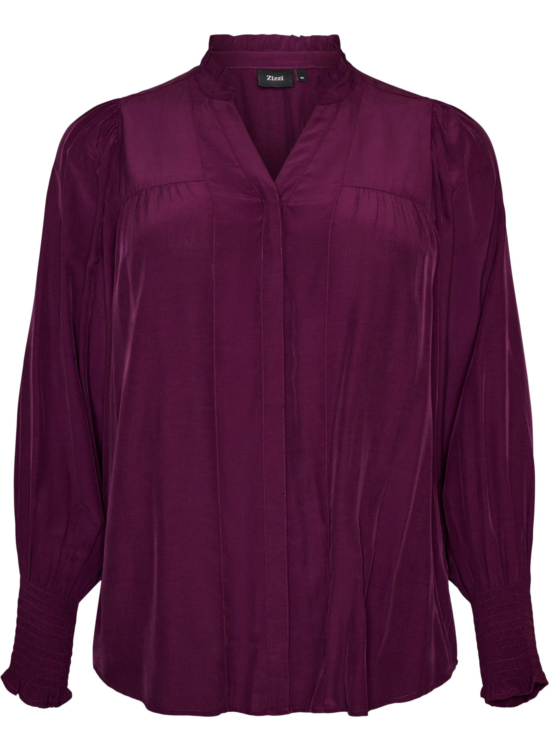 ZizziPusero r&ouml;yhel&ouml;kauluksella ja rypytyksell&auml;, Violetti, Packshot image number 0