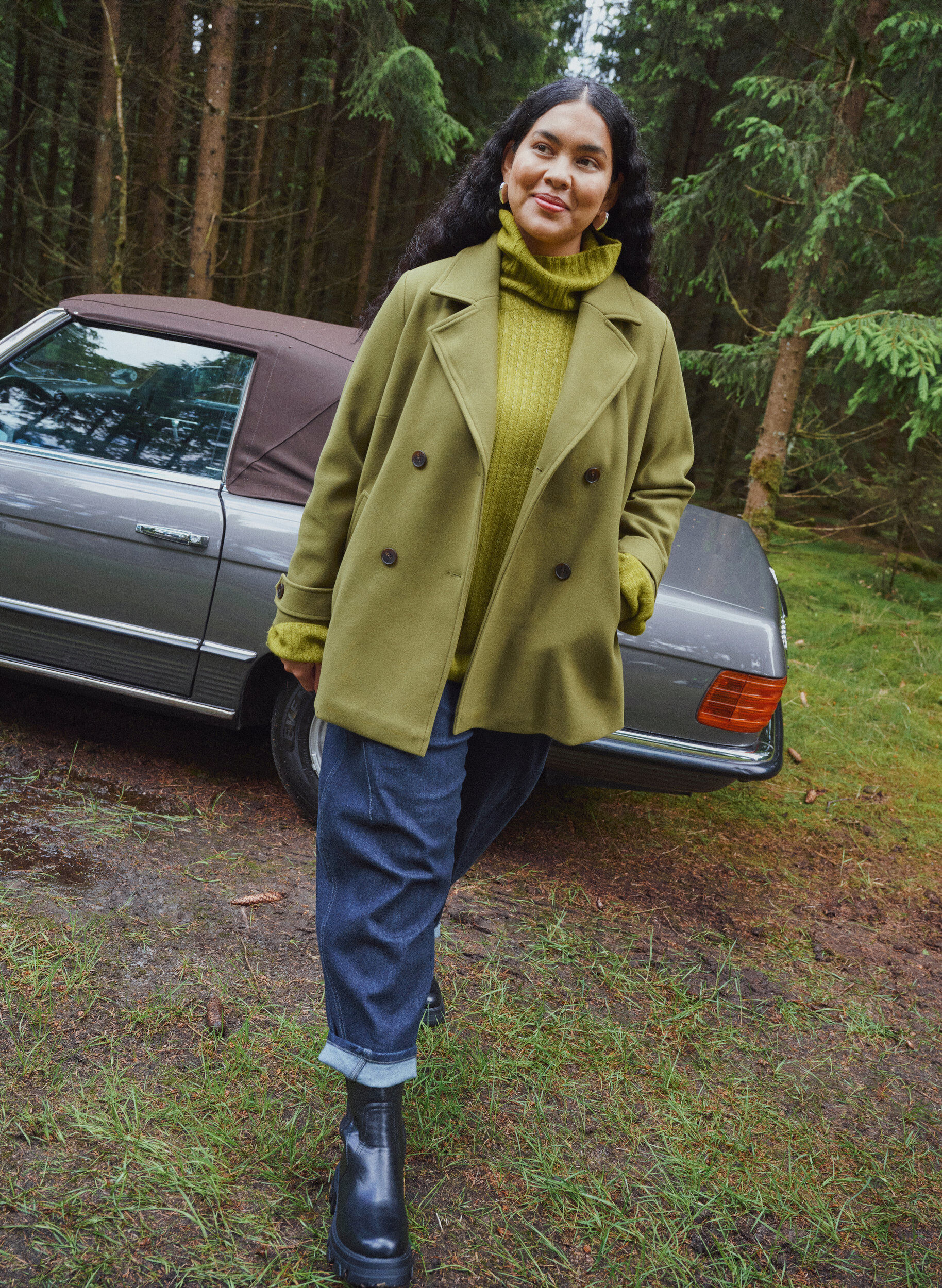 ZizziLyhyt takki kaksoisnapituksella, Vihre&auml;, Image image number 0