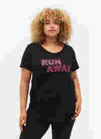 T-paita printillä treeniin , Black w. Run Away, Model