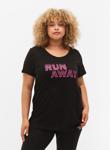 T-paita printillä treeniin , Black w. Run Away, Model image number 0