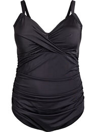 Kaariollinen uimapuku rypytysdetaljilla, Musta