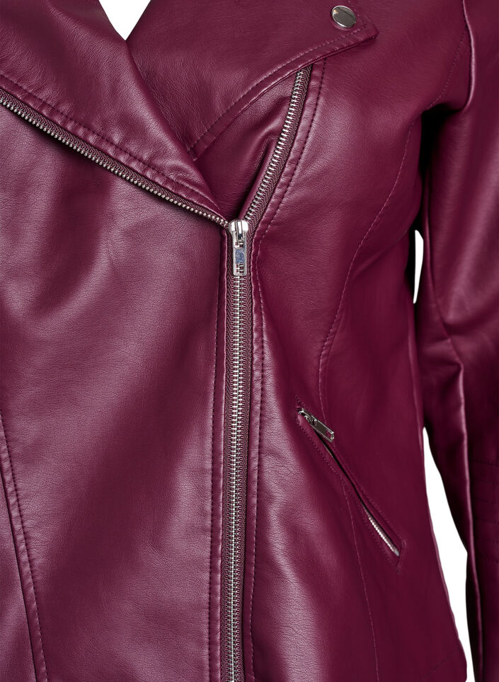 Keinonahkainen biker-takki, Punainen, Packshot image number 2