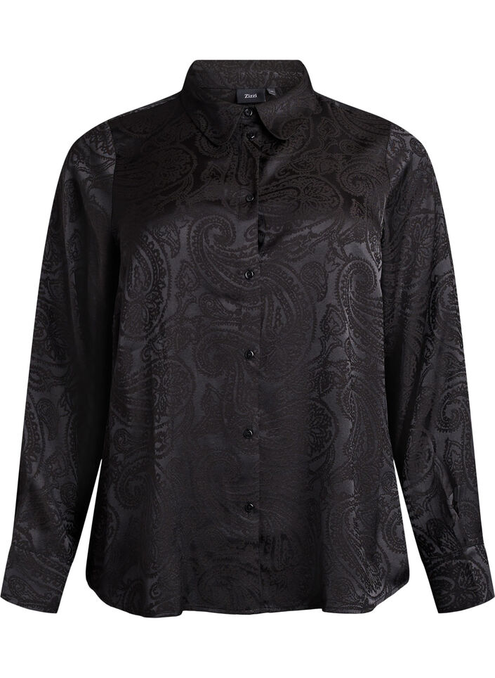 Paita samans&auml;vyisell&auml; paisley-kuviolla, Musta, Packshot image number 0