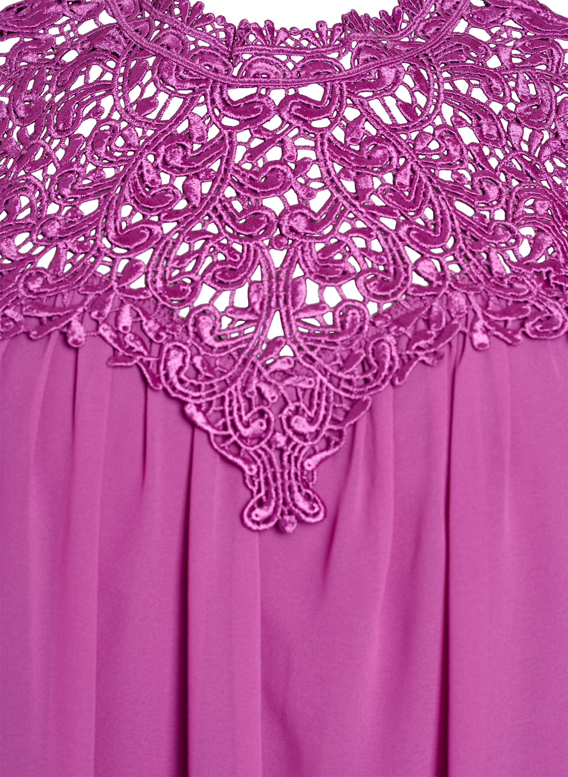 Zizzi Hihaton juhlatoppi, jossa on virkattu osa, Violetti, Packshot image number 2