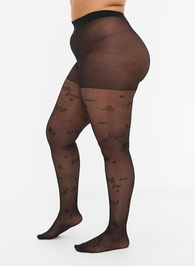 25 denierin tatuointisukkahousut, Black, Model image number 0