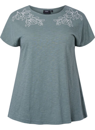 Puuvillainen t-paita lehtiprintillä, Balsam Green Leaf, Packshot image number 0