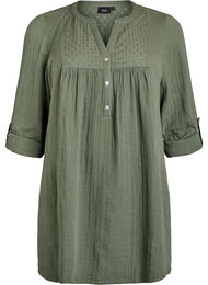 Puuvillamusliinitunika brodeeratulla pitsillä, Vihreä