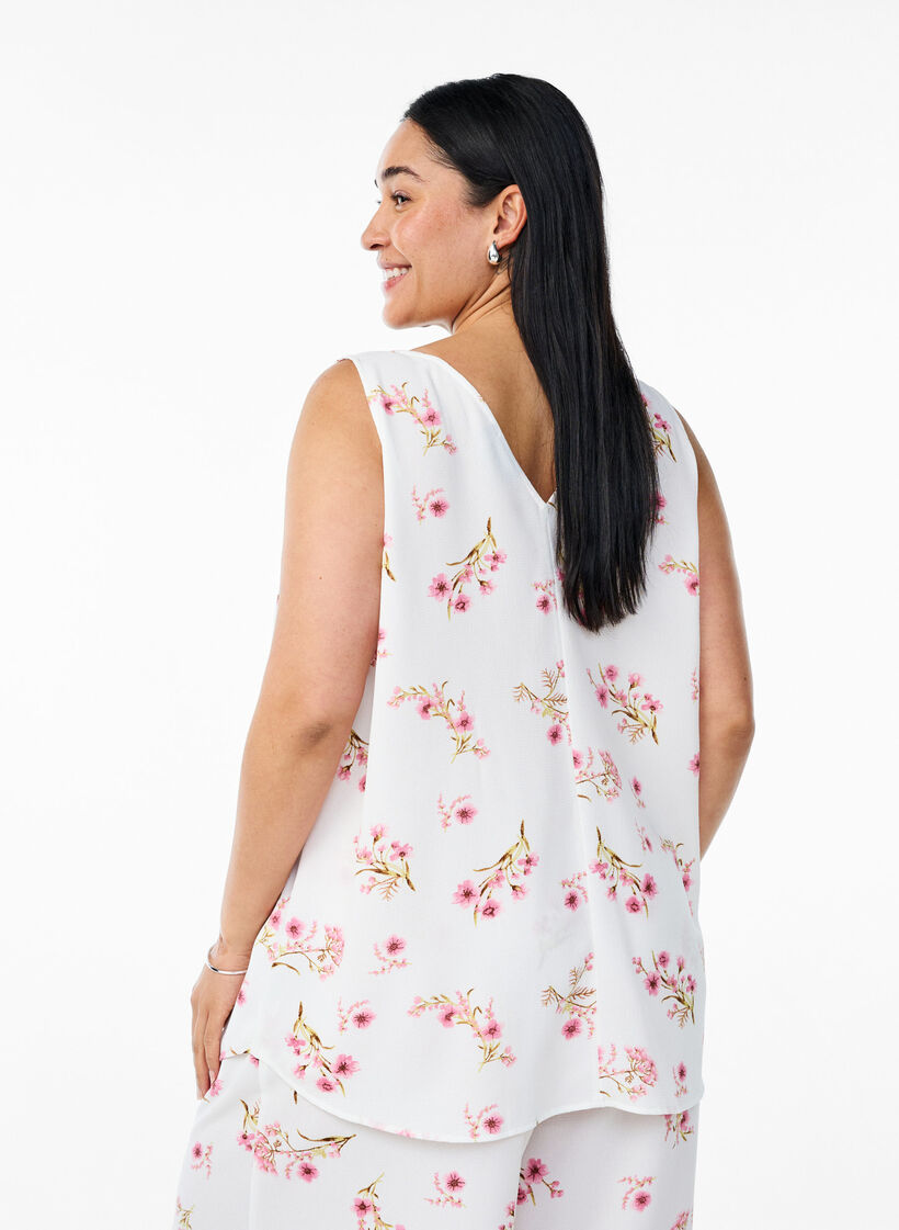 Printtitoppi v-p&auml;&auml;ntiell&auml;, Valkoinen, Model image number 2