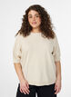 Hienoneulepusero lyhyill&auml; hihoilla, Beige, Model image number 0