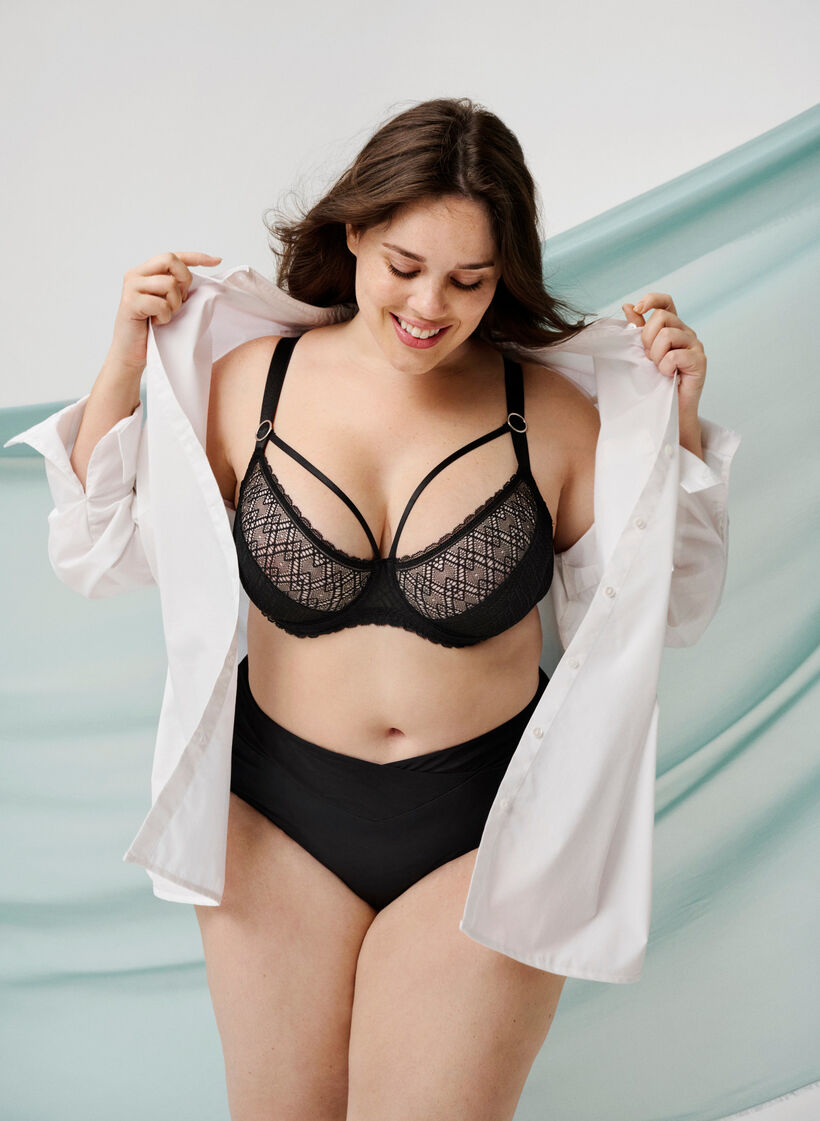 Pitsiset balconette-rintaliivit nauhayksityiskohdalla, Musta, Image image number 0