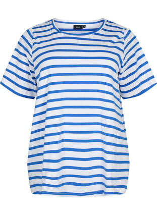 Raidallinen t-paita puuvillasta, Blue Stripes, Packshot image number 0