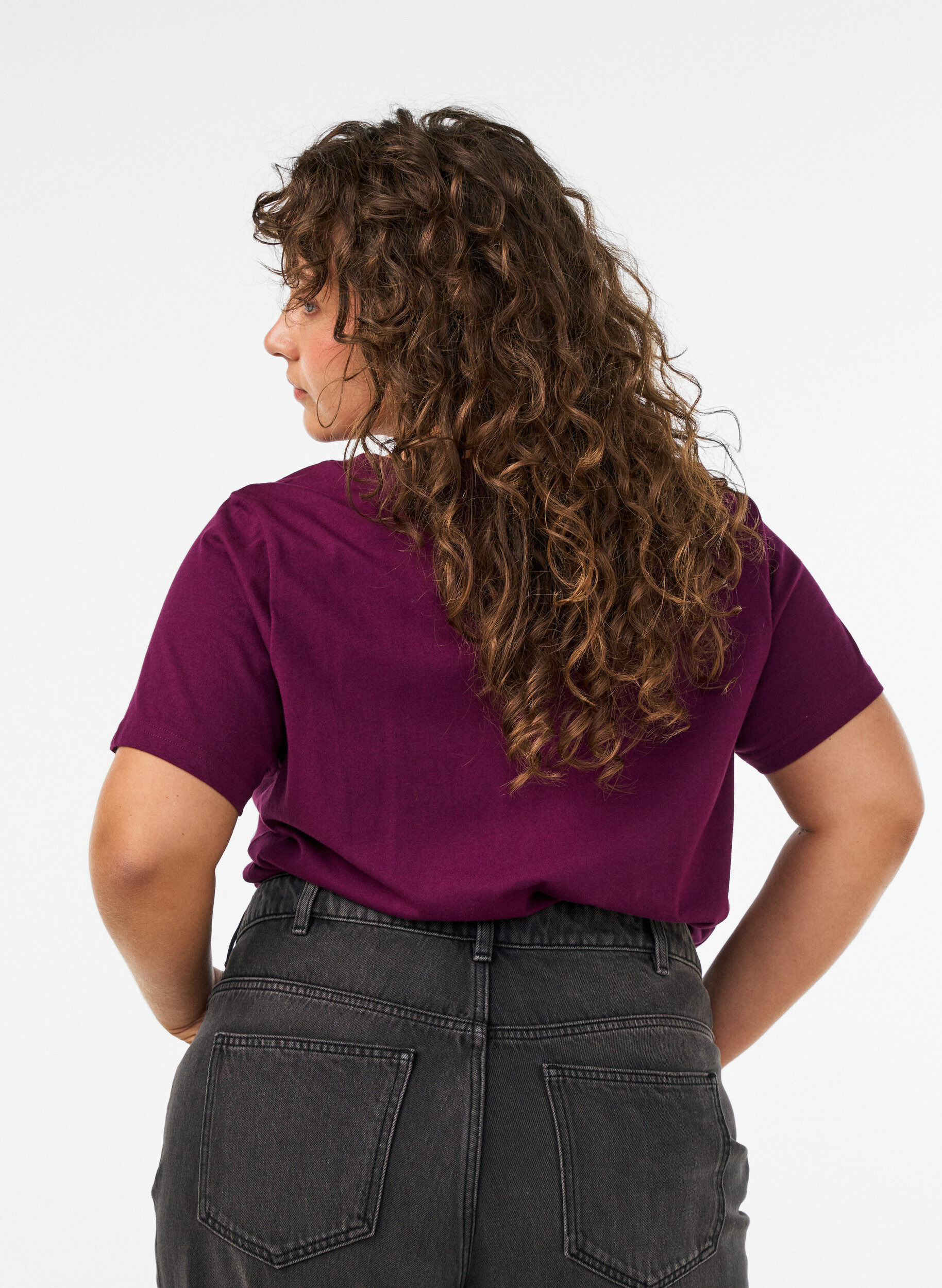 ZizziLuomupuuvillainen T-paita veluuritekstill&auml;, Violetti, Model image number 2