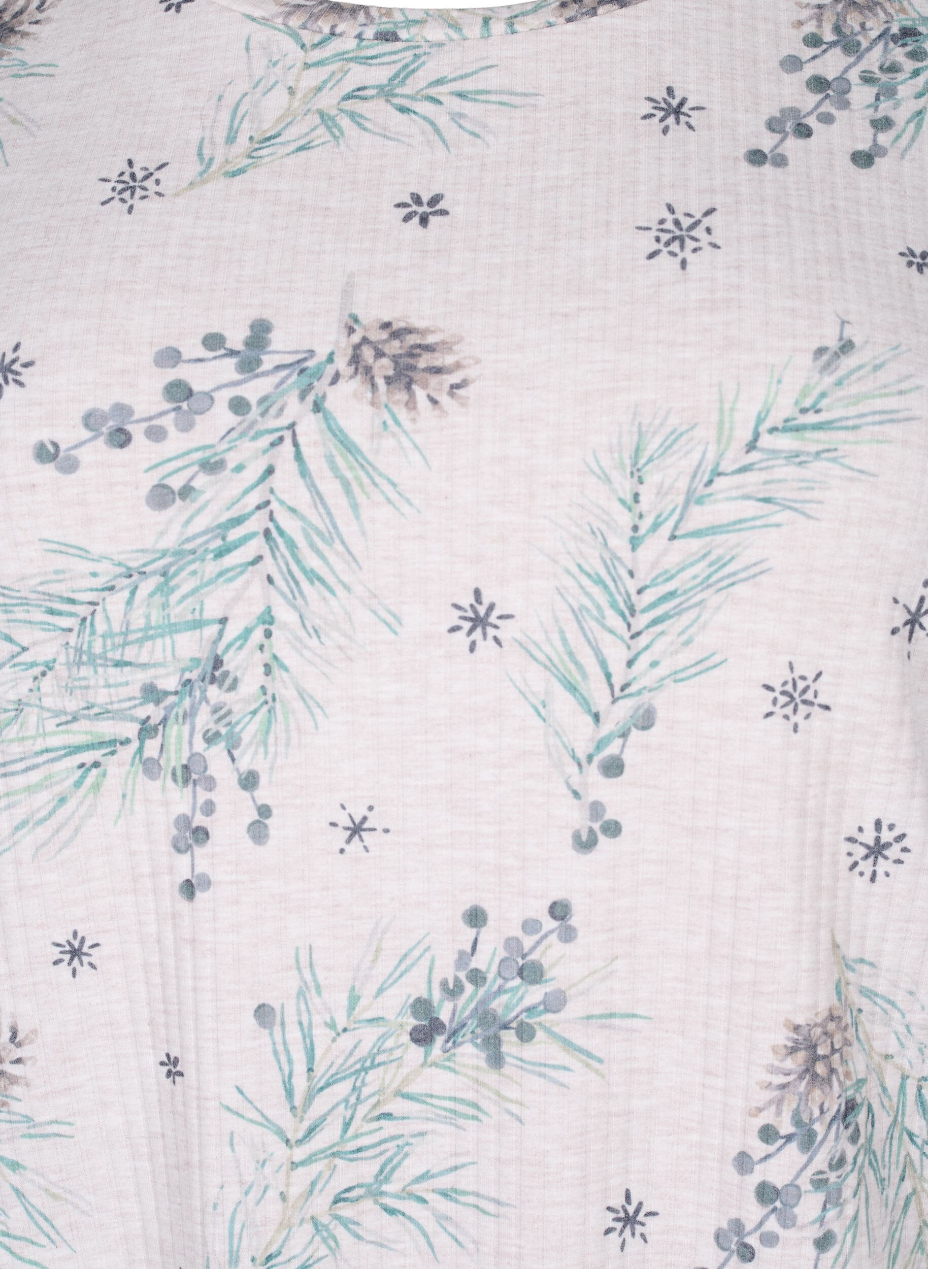 Zizzi Ribattu pitk&auml;hihainen pusero, Natural M&eacute;l AOP Gran, Packshot image number 2